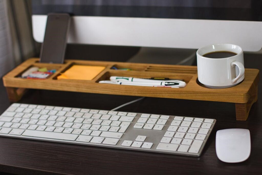 Cherry Wood Desk Organizer – Office Desk Accessories – Personalized ...